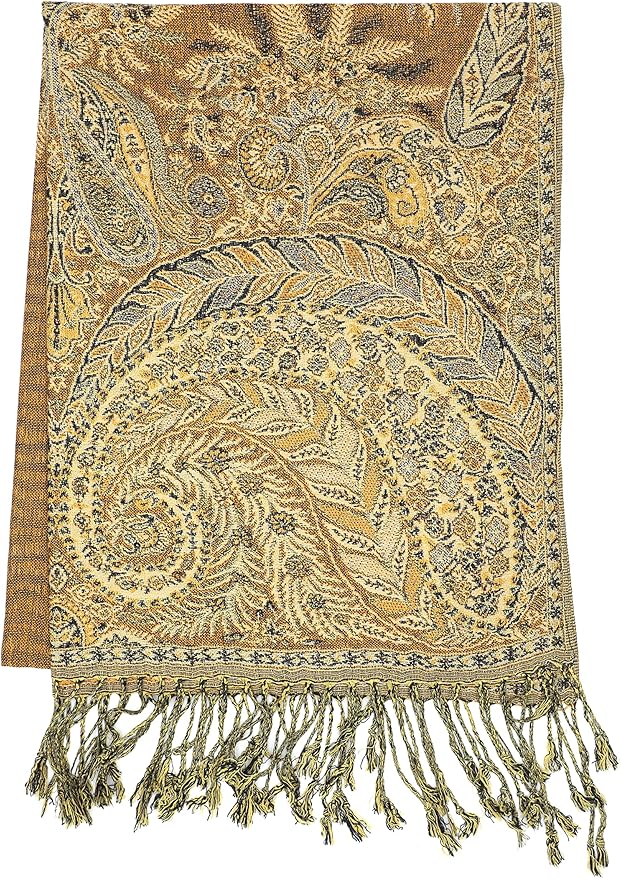 Achillea Big Paisley Pashmina Shawl Wrap for Women – Elegant Scarf for Weddings, Evening Dresses, Festivals & Daily Wear
