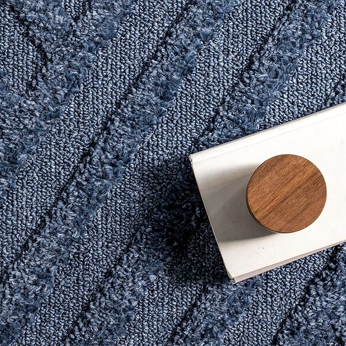 nuLOOM Risette Blue, 12' x 15', Geometric, Soft and Textured, High Traffic, Stain Resistant, Easy Clean, Durable Area Rug for Bedroom, Living Room, Dining Space, Den, Foyer, Entryway