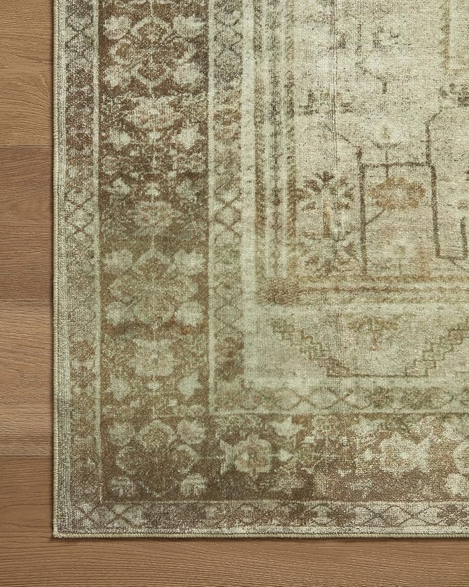 Loloi Magnolia Home by Joanna Gaines Banks Collection BAN-06 Natural/Granite 5'-0" x 7'-6", .13" Pile Height, Machine Washable, Area Rug