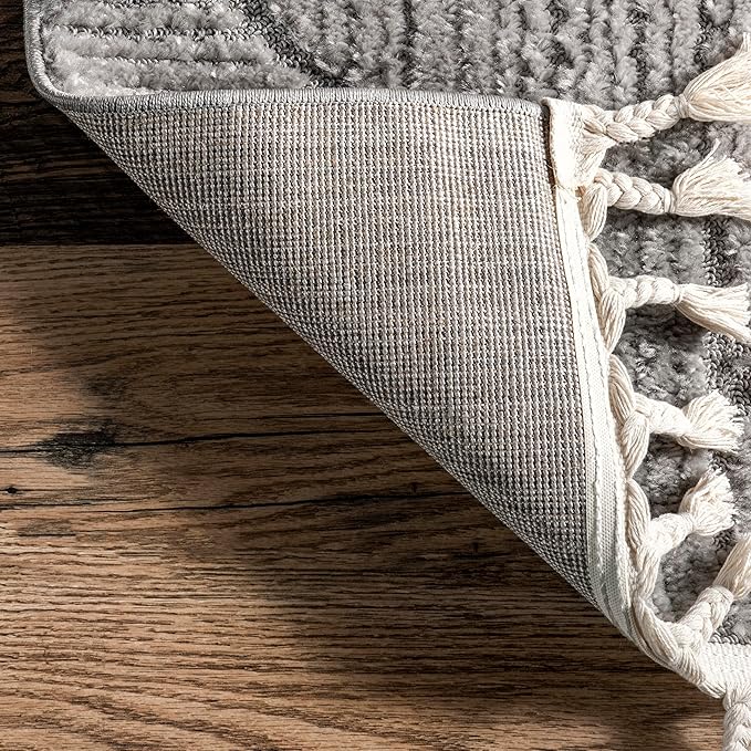 nuLOOM Kerry Light Grey, 6' Square, Geometric, Soft and Cozy, High Traffic, Stain Resistant, Easy Clean, Durable Area Rug for Bedroom, Living Room, Dining Space, Den, Foyer, Entryway