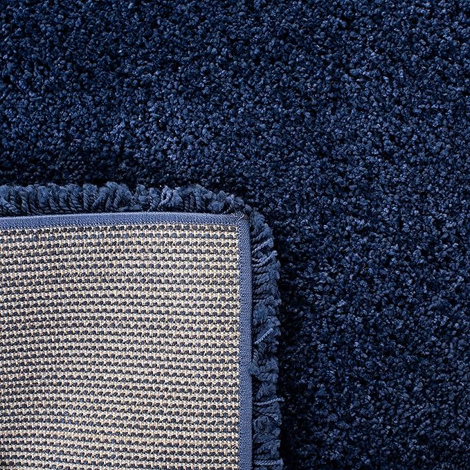 SAFAVIEH Milan Shag Collection Runner Rug - 2' x 6', Navy, Solid Design, Non-Shedding & Easy Care, 2-inch Thick Ideal for High Traffic Areas in Living Room, Bedroom (SG180-7070)