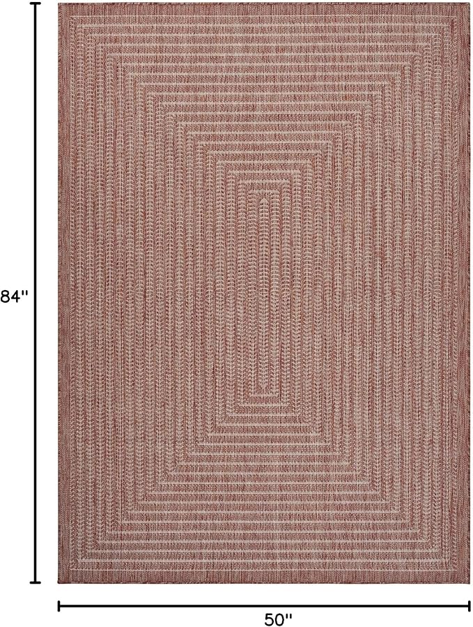 Adiva Rugs Outdoor Indoor Area Rug, Weather Resistant, Easy to Clean, Stain Resistant Floor Mat for Dining Room, Backyard, Deck, Patio (Copper Weiss, 5' x 7')