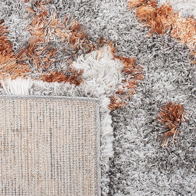 SAFAVIEH Horizon Shag Collection Area Rug - 5'3" x 7'7", Grey & Rust, Modern Abstract Design, Non-Shedding & Easy Care, 2-inch Thick Ideal for High Traffic Areas in Living Room, Bedroom (HZN890P)