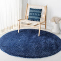 SAFAVIEH Milan Shag Collection Area Rug - 5'1" Round, Navy, Solid Design, Non-Shedding & Easy Care, 2-inch Thick Ideal for High Traffic Areas in Living Room, Bedroom (SG180-7070)