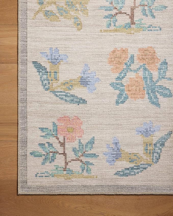 Loloi Rifle Paper Co. Rosa Collection RSA-03 Cream 2'-6" x 7'-6" Runner Rug