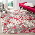 SAFAVIEH Monaco Collection Area Rug - 5'1" x 7'7", Grey & Fuchsia, Boho Chic Abstract Watercolor Design, Non-Shedding & Easy Care, Ideal for High Traffic Areas in Living Room, Bedroom (MNC225R)
