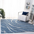 SAFAVIEH Florida Shag Collection Area Rug - 6'7" Square, Light Blue & Cream, Non-Shedding & Easy Care, 1.2-inch Thick Ideal for High Traffic Areas in Living Room, Bedroom (SG471-6011)