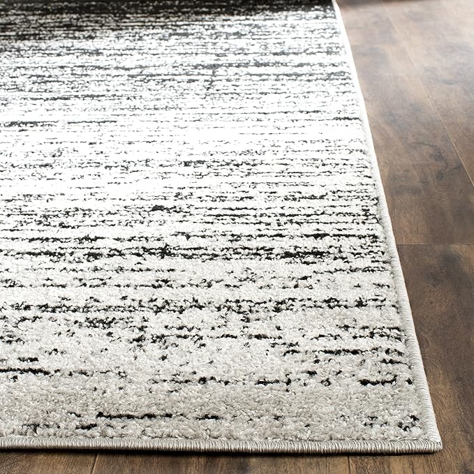SAFAVIEH Adirondack Collection Area Rug - 4' Square, Silver & Black, Modern Ombre Design, Non Shedding & Easy to Clean, Ideal for Living Room, Bedroom, Office, Dining Space (ADR113A)