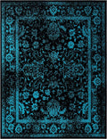 SAFAVIEH Area Rug 11x15 - Adirondack Collection - Large - Black & Teal, Distressed Vintage Floral Design, Non-Shedding & Easy to Clean, Ideal for Living Room, Bedroom, Dining Space (ADR109K)