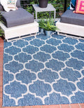 Unique Loom Outdoor Trellis Collection Area Rug (7' 10" x 11' 4" Rectangle, Navy Blue/ Ivory)