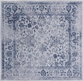 SAFAVIEH Adirondack Collection Area Rug - 6' Square, Grey & Navy, Distressed Vintage Floral Design, Non-Shedding & Easy to Clean, Ideal for Living Room, Bedroom, Dining Space (ADR109P)