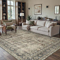 Vintage Area Rug 7x9 Brown Washable Living Room Large Carpet Non Slip Bedroom Indoor Office Low Pile Traditional Distressed Retro Accent Rug for Dining Room Kitchen