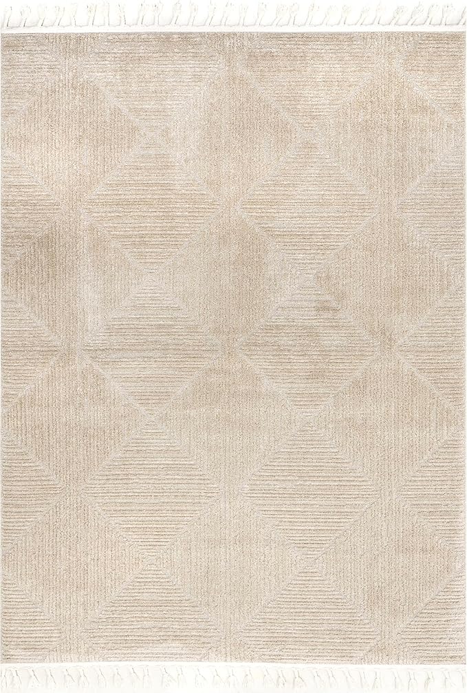 nuLOOM Kerry Beige, 6'7" x 9', Geometric, Soft and Cozy, High Traffic, Stain Resistant, Easy Clean, Durable Area Rug for Bedroom, Living Room, Dining Space, Den, Foyer, Entryway