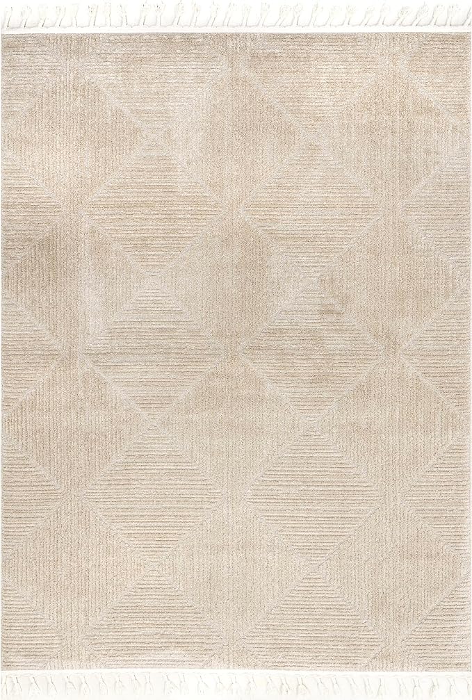 nuLOOM Kerry Beige, 5'3" x 7'6", Geometric, Soft and Cozy, High Traffic, Stain Resistant, Easy Clean, Durable Area Rug for Bedroom, Living Room, Dining Space, Den, Foyer, Entryway