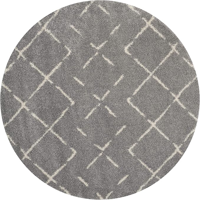 SAFAVIEH Arizona Shag Collection Area Rug - 6' x 8' Oval, Grey & Ivory, Moroccan Design, Non-Shedding & Easy to Clean, Ideal for Living Room, Bedroom, Dining Space (ASG743D)
