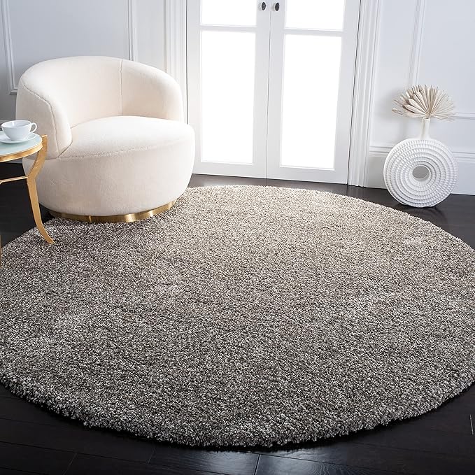 SAFAVIEH Milan Shag Collection 10' Round Grey SG180 Solid Non-Shedding Living Room Bedroom Dining Room Entryway Plush 2-inch Thick Area Rug