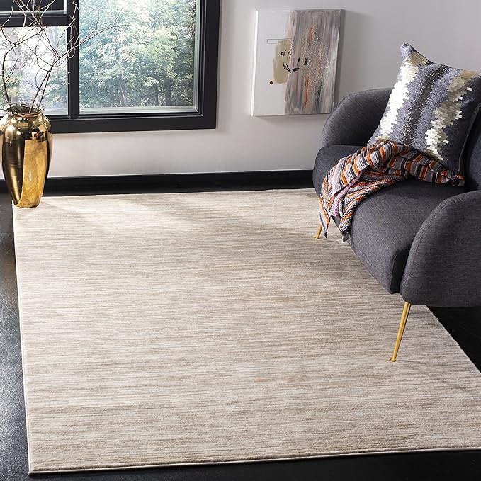 SAFAVIEH Vision Collection Area Rug - 9' Square, Cream, Modern Ombre Design, Non-Shedding & Easy to Clean, Ideal for Living Room, Bedroom, Dining Space (VSN606F)
