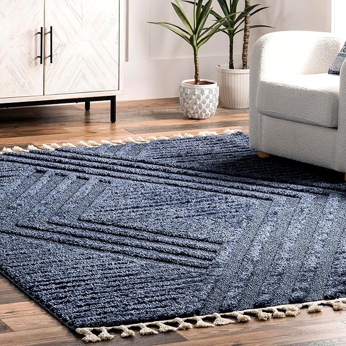 nuLOOM Risette Blue, 12' x 15', Geometric, Soft and Textured, High Traffic, Stain Resistant, Easy Clean, Durable Area Rug for Bedroom, Living Room, Dining Space, Den, Foyer, Entryway