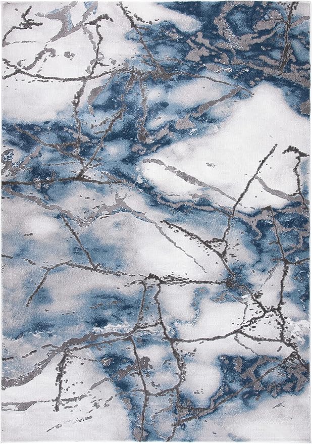 SAFAVIEH Craft Collection Area Rug - 10'6" x 14', Grey & Blue, Modern Abstract Design, Non-Shedding & Easy Care, Ideal for High Traffic Areas in Living Room, Bedroom (CFT877L)