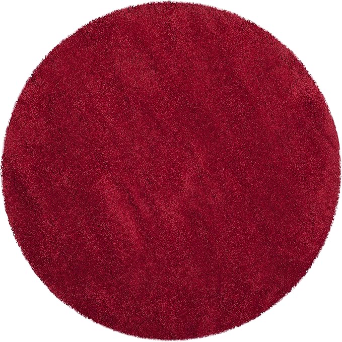 SAFAVIEH Milan Shag Collection 3' Round Red SG180 Solid Non-Shedding Living Room Bedroom Dining Room Entryway Plush 2-inch Thick Area Rug