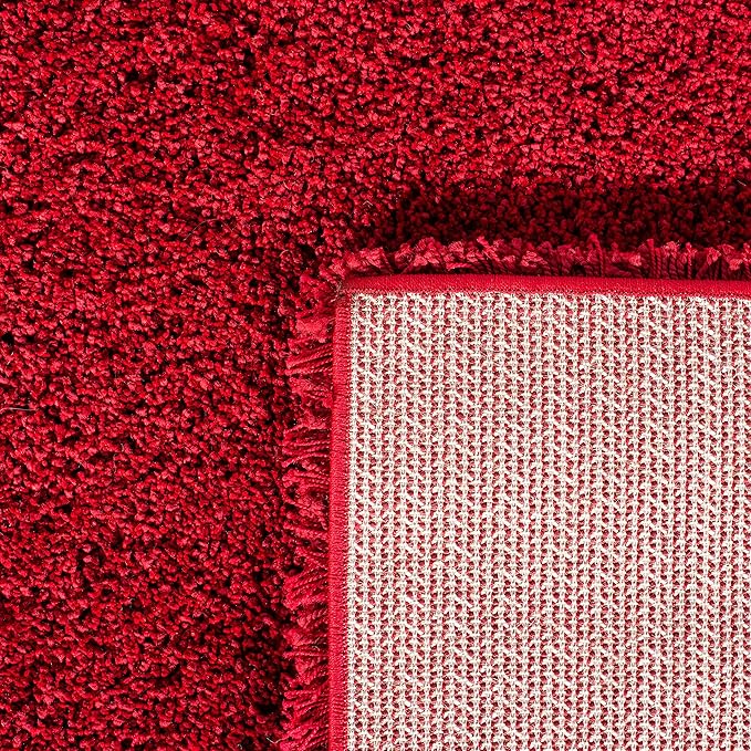 SAFAVIEH Milan Shag Collection Area Rug - 9' Square, Red, Solid Design, Non-Shedding & Easy Care, 2-inch Thick Ideal for High Traffic Areas in Living Room, Bedroom (SG180-4040)