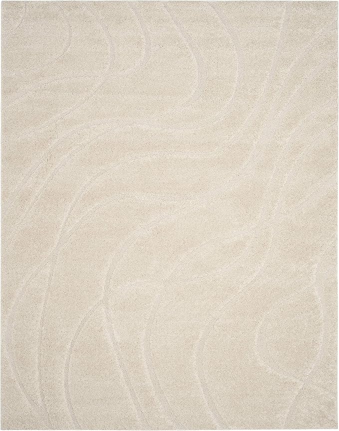 SAFAVIEH Florida Shag Collection X-Large Area Rug - 11' x 15', Creme & Creme, Non-Shedding & Easy Care, 1.2-inch Thick Ideal for High Traffic Areas in Living Room, Bedroom (SG471-1111)