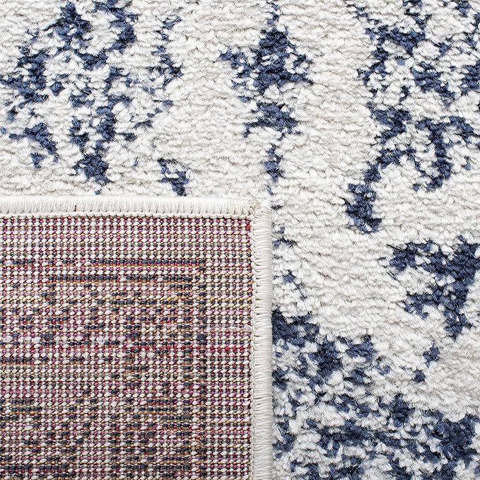 SAFAVIEH Adirondack Collection Runner Rug - 2'6" x 12', Ivory & Navy, Distressed Vintage Floral Design, Non-Shedding & Easy to Clean, Ideal for Living Room, Bedroom, Dining (ADR109M)