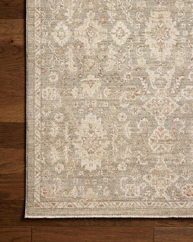 Loloi Chris Loves Julia Palma Collection PLM-03 Lagoon/Natural 2'-3" x 3'-10" Accent Rug Vintage Style Boho Living Room Bedroom Carpet