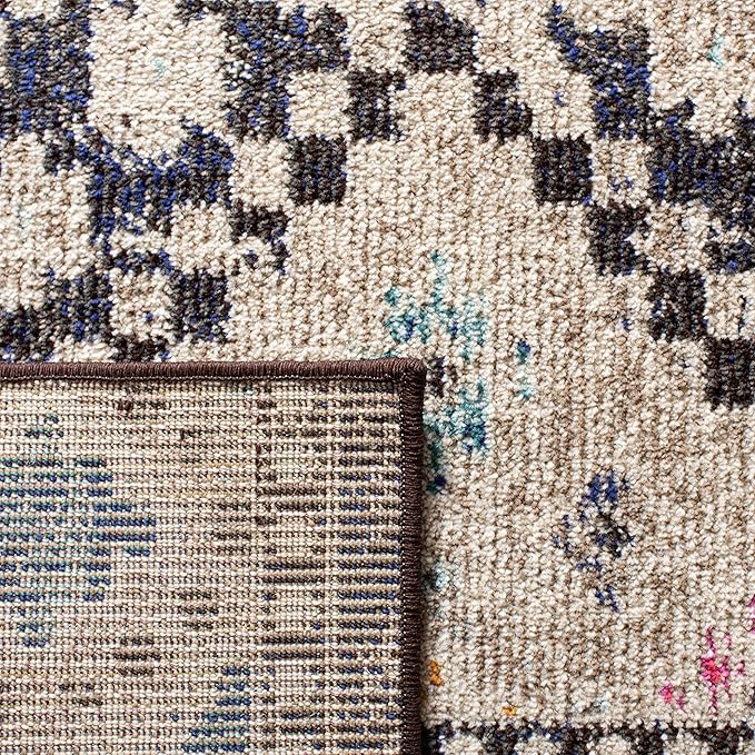 SAFAVIEH Madison Collection Area Rug - 6' x 9', Black & Yellow, Boho Diamond Distressed Design, Non-Shedding & Easy Care, Ideal for High Traffic Areas in Living Room, Bedroom (MAD418Z)