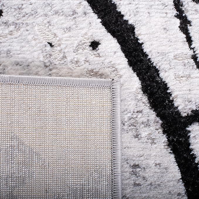 SAFAVIEH Amelia Collection Runner Rug - 2' x 20', Grey & Black, Modern Abstract Design, Non-Shedding & Easy Care, Ideal for High Traffic Areas in Living Room, Bedroom (ALA293K)