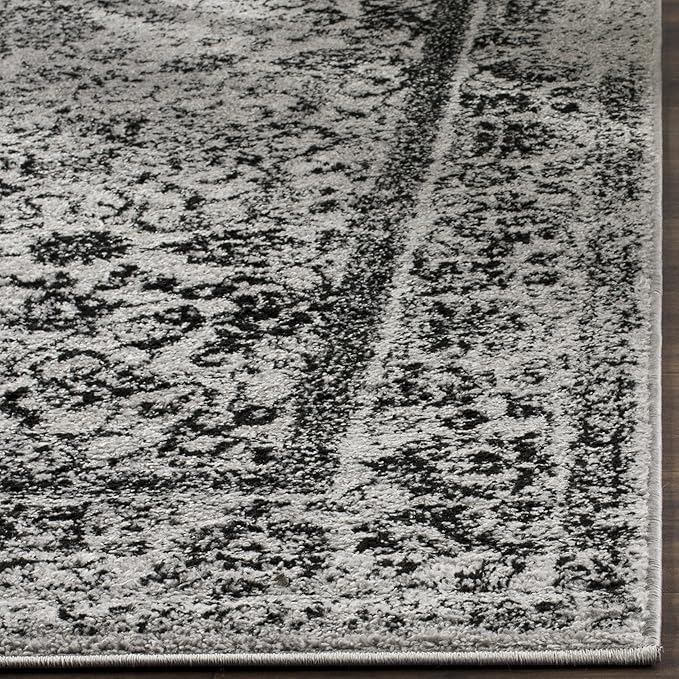 SAFAVIEH Area Rug 6x9 - Adirondack Collection - Grey & Black, Distressed Vintage Floral Design, Non-Shedding & Easy to Clean, Ideal for Living Room, Bedroom, Dining Space (ADR109B)