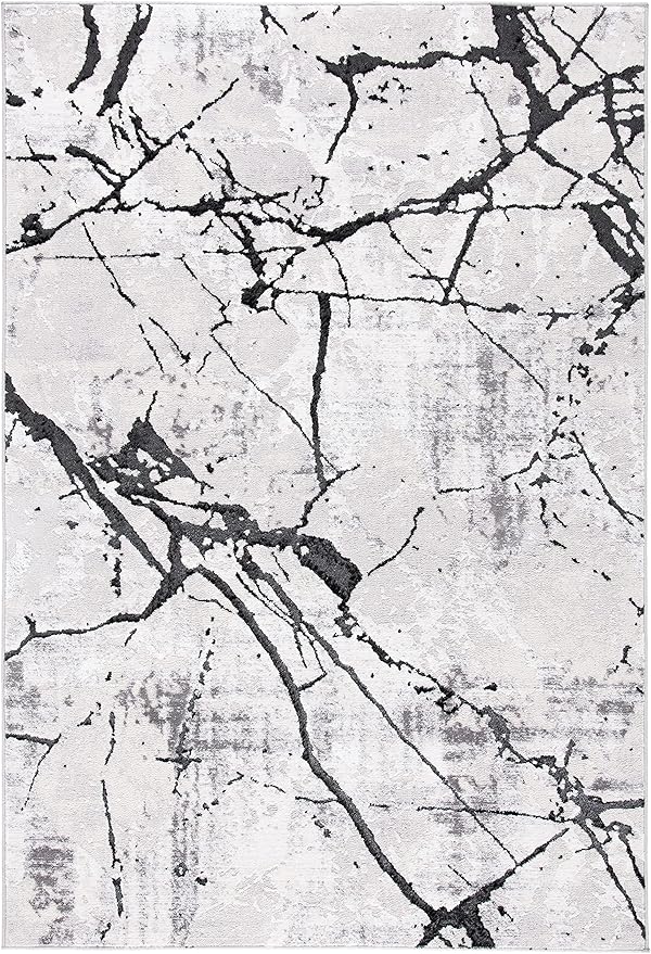 SAFAVIEH Amelia Collection Accent Rug - 4'5" x 6'5", Grey & Black, Modern Abstract Design, Non-Shedding & Easy Care, Ideal for High Traffic Areas in Entryway, Living Room, Bedroom (ALA293K)