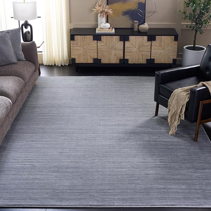 SAFAVIEH Vision Collection Area Rug - 10' Square, Silver, Modern Ombre Design, Non-Shedding & Easy to Clean, Ideal for Living Room, Bedroom, Dining Space (VSN606G)