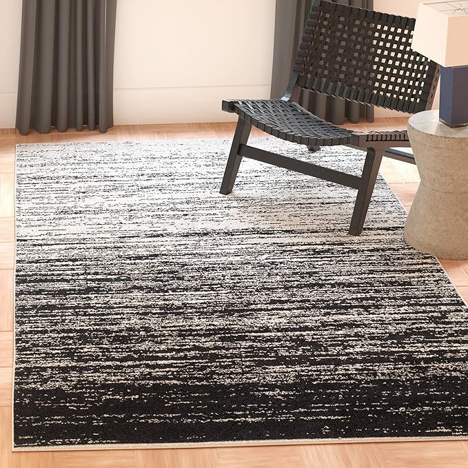 SAFAVIEH Area Rug 3x5 - Adirondack Collection - Silver & Black, Modern Ombre Design, Non Shedding & Easy to Clean, Ideal for Living Room, Bedroom, Office, Dining Space (ADR113A)