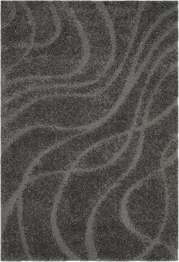 SAFAVIEH Florida Shag Collection Area Rug - 6' x 8', Grey & Grey, Non-Shedding & Easy Cleaning, Plush Thick Pile, Ideal for Living Room, Bedroom, Dining Space (SG471-8080)
