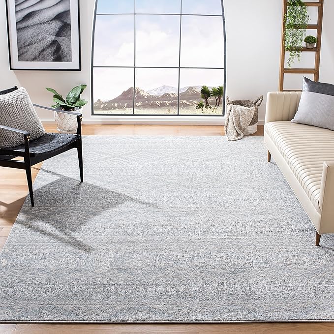 SAFAVIEH Tulum Collection Area Rug - 6'7" Square, Light Grey & Ivory, Moroccan Boho Tribal Design, Non-Shedding & Easy to Clean, Ideal for Living Room, Bedroom, Dining Space (TUL272F)