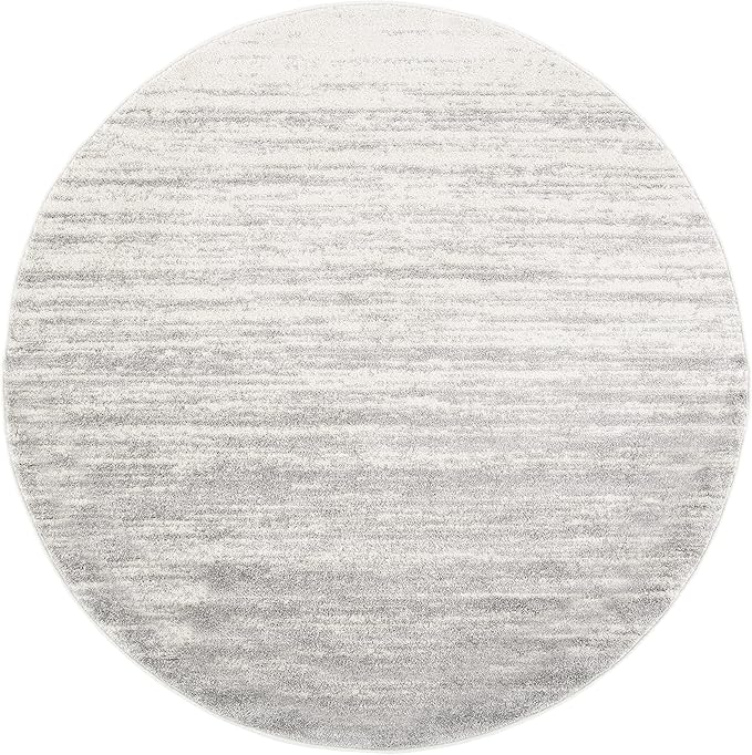 SAFAVIEH Adirondack Collection Area Rug - 12' Round, Ivory & Silver, Modern Ombre Design, Non Shedding & Easy to Clean, Ideal for Living Room, Bedroom, Office, Dining Space (ADR113B)