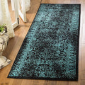 SAFAVIEH Adirondack Collection Runner Rug - 2'6" x 6', Black & Teal, Distressed Vintage Floral Design, Non-Shedding & Easy to Clean, Ideal for Hallway, Foyer, Entryway, Bedroom (ADR109K)