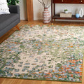 SAFAVIEH Monaco Collection Area Rug - 6'7" x 9'2", Sage & Rust, Abstract Watercolor Design, Non-Shedding & Easy Care, Ideal for High Traffic Areas in Living Room, Bedroom, Dining (MNC225W-6)