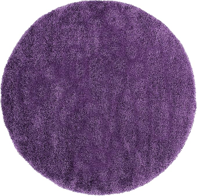 SAFAVIEH Milan Shag Collection 9' Round Purple SG180 Solid Non-Shedding Living Room Bedroom Dining Room Entryway Plush 2-inch Thick Area Rug