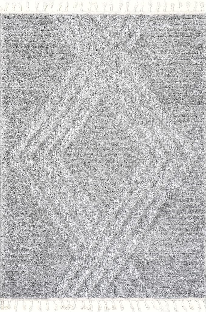 nuLOOM Risette Light Grey, 8'10" x 12', Geometric, Soft and Textured, High Traffic, Stain Resistant, Easy Clean, Durable Area Rug for Bedroom, Living Room, Dining Space, Den, Foyer, Entryway