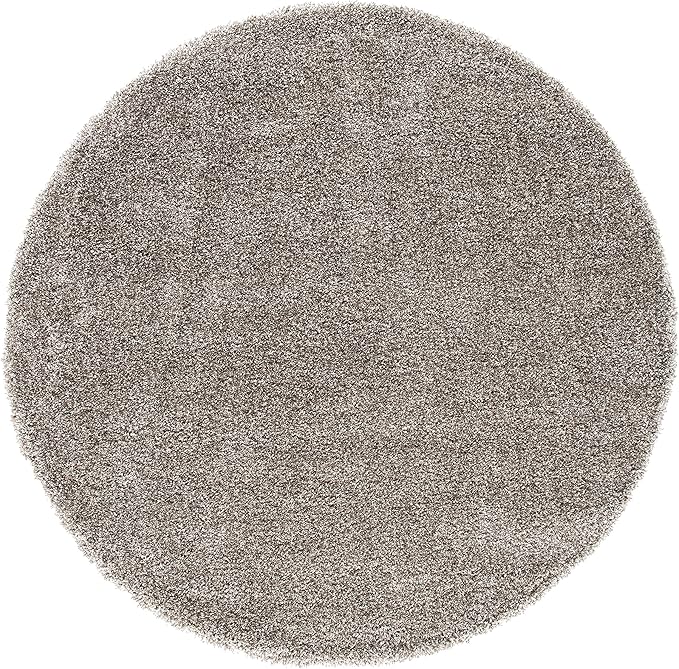 SAFAVIEH Milan Shag Collection 7' Round Grey SG180 Solid Non-Shedding Living Room Bedroom Dining Room Entryway Plush 2-inch Thick Area Rug