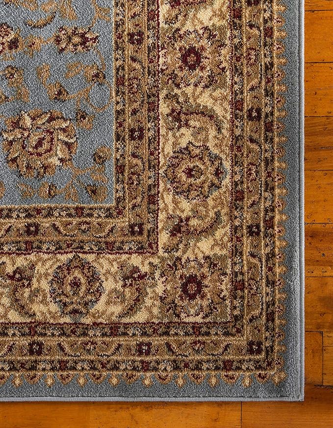 Unique Loom Voyage Collection Traditional Oriental Classic Intricate Design Area Rug (5' 0 x 8' 0 Rectangular, Light Blue/Gold)