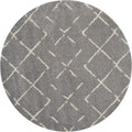 SAFAVIEH Arizona Shag Collection 5'1" Round Grey/Ivory ASG743D Moroccan Diamond Non-Shedding Living Room Bedroom Dining Room Entryway Plush 1.6-inch Thick Area Rug