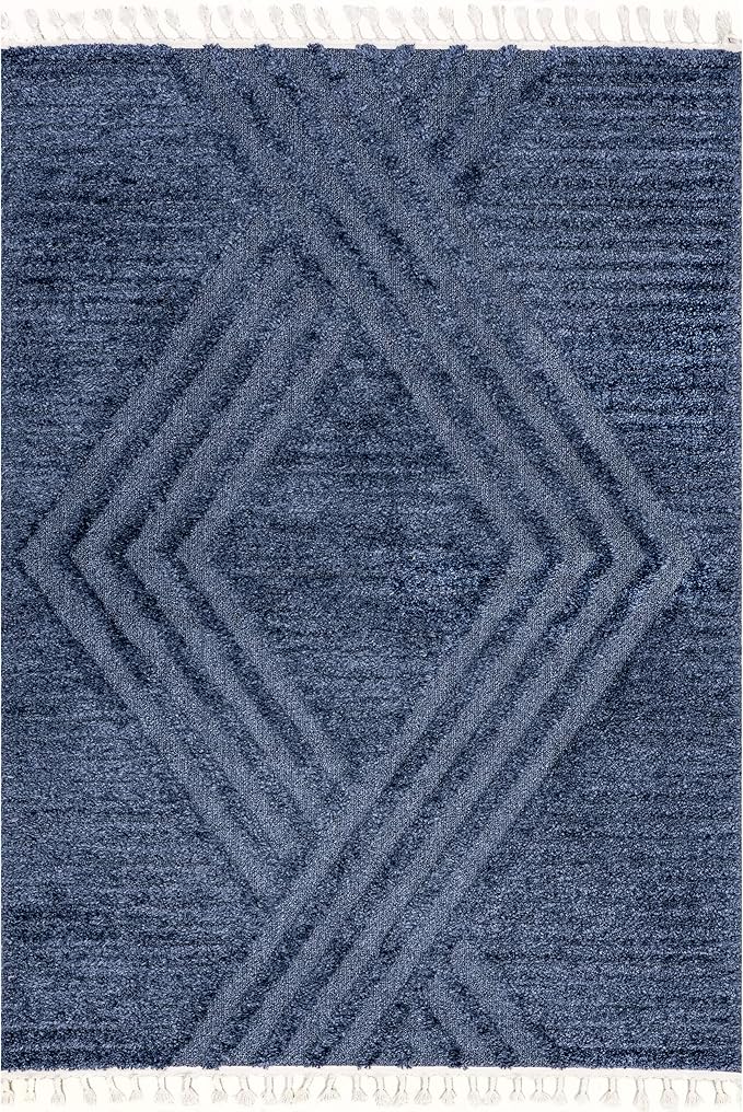nuLOOM Risette Blue, 8'10" x 12', Geometric, Soft and Textured, High Traffic, Stain Resistant, Easy Clean, Durable Area Rug for Bedroom, Living Room, Dining Space, Den, Foyer, Entryway