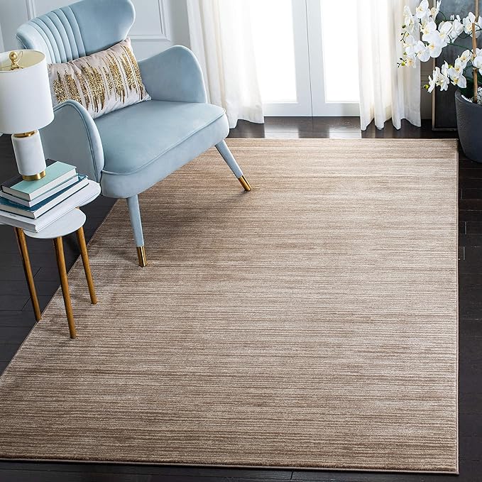 SAFAVIEH Vision Collection Area Rug - 5' Square, Light Brown, Modern Ombre Design, Non-Shedding & Easy to Clean, Ideal for Living Room, Bedroom, Dining Space (VSN606C)