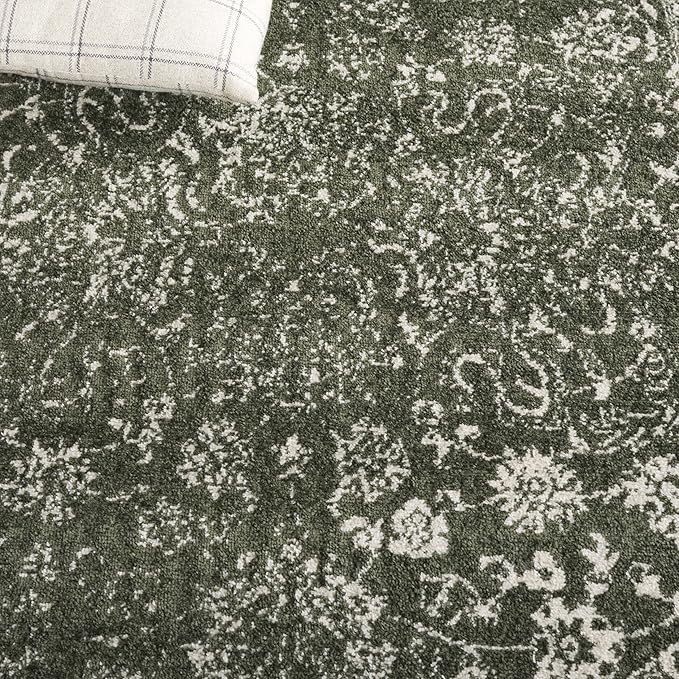 SAFAVIEH Area Rug 10x14 - Adirondack Collection - Large - Dark Green & Ivory, Distressed Vintage Floral Design, Non-Shedding & Easy to Clean, Ideal for Living Room, Bedroom, Dining Space (ADR109Y)