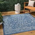 JONATHAN Y Weave Floral Indoor Outdoor Square Area Rug 6X6 Navy/Gray, Tela Bohemian Textured for Backyard, Patio, Porch, Easy-Cleaning, High Traffic, Pet-Friendly, Non-Shedding (SMB100B-6SQ)