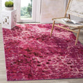 SAFAVIEH Monaco Collection Area Rug - 6'7" Square, Fuchsia, Boho Chic Abstract Watercolor Design, Non-Shedding & Easy Care, Ideal for High Traffic Areas in Living Room, Bedroom (MNC225F)