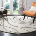 SAFAVIEH Florida Shag Collection Area Rug - 10' Round, Cream & Grey, Non-Shedding & Easy Care, 1.2-inch Thick Ideal for High Traffic Areas in Living Room, Bedroom (SG471-1180)
